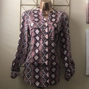 Pink Polyester Snake Skin Print Blouse